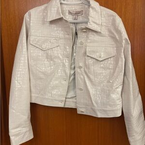 Catherine Malandrino Textured White Jean Jacket